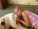 Blonde suck red dog dick