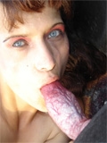 Slut sucking red dog cock