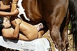 Cute babe fucked by horse