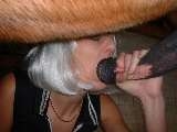 Blonde babe blowing horse