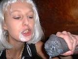 Sexy babe drink horse cum