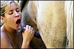 Blonde suck horse cock